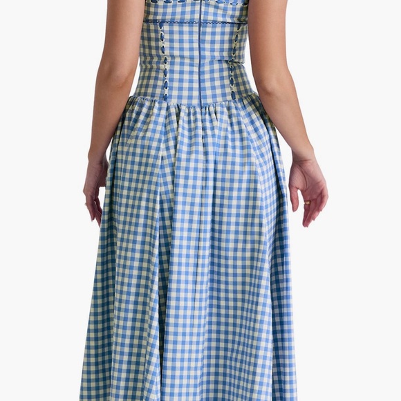House of CB Blue and White Gingham Midi Dress - Picture 3 of 3